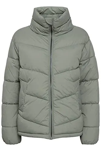 b.young BYBOMINA PUFFER Damen Steppjacke Übergangsjacke Jacke Puffer-Jacke Reißverschluss mit Kinnschutz hoher Kragen, Größe:38, Farbe:Olive Night (190515)