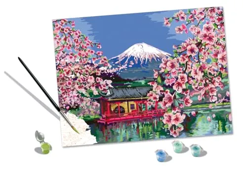 Ravensburger CreArt 20177 - Japanische Kirschblüten Malset - Schreibutensilien: Kreatives Malen nach Zahlen für Erwachsene, ideal zur Entspannung und als trendige Wanddeko. Komplettset mit Acrylfarben und Pinsel für ein tolles DIY-Erlebnis.