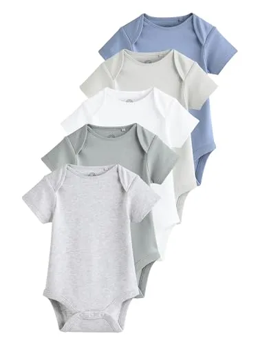 NEXT Baby Jungen Kurzärmelige Bodys, 5er-Pack Grey/White 92-98
