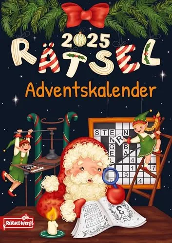 Rätsel Adventskalender 2025 - Spiele für Erwachsene und Senioren, 24 Tage voller Rätselspaß mit 72 großen Rätseln, inkl. Sudoku, Kreuzwort- und Wortsuchrätseln.