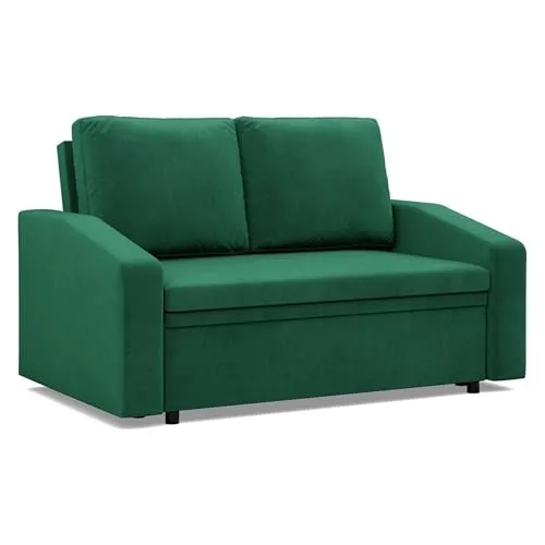 Mebligo - NEO-Kollektion Sofa 2 Sitzer Mit Schlaffunktion 148 x 90 x 87 cm, Schlafsofa Mit Bettkasten, Kleines Wohnzimmer Sofa Grün