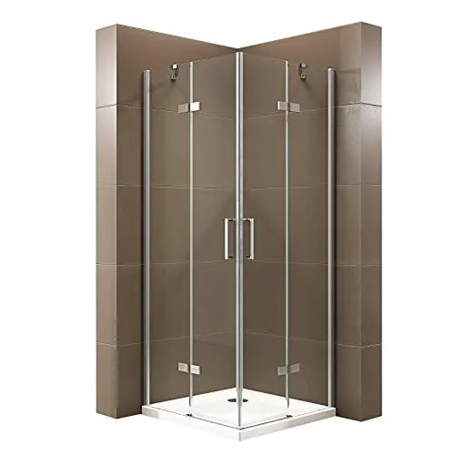 BERNSTEIN Duschkabine EX809 - Eleganter Eckeinstieg mit Hebe-Senk-Mechanismus - Duschtüren aus ESG-Sicherheitsglas mit Nano-Beschichtung für einfache Reinigung und ein modernes Design. Ideal für jedes Badezimmer.