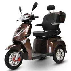 ECO ENGEL 504 Braun Seniorenmobil - E-Trike Elektromobil - Elektro-Scooter mit 60 V Batterie, Reichweite bis 60 km und Geschwindigkeit bis 25 km/h. Ideal für Senioren, komfortabel und sicher durch hydraulische Scheibenbremse und Federung.