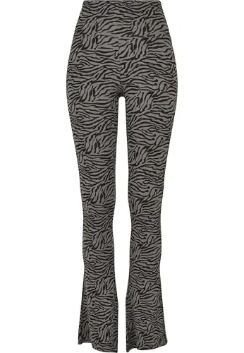 Urban Classics Damen TB4515-Ladies High Waist Zebra Boot Cut Leggings - Leggings für Damen mit sportlichem Zebra-Muster und hohem Bund, aus festem Stretchmaterial für optimalen Komfort und Stil.
