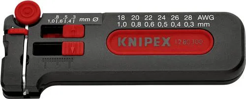 Knipex 12 80 100 SB Drahtabisolierer - Abisolierzange für Cu-Leiter 0,3 bis 1 mm, präzises Abisolieren mit stufenloser Einstellung und integriertem Drahtschneider, ideal für professionelle Anwendungen.