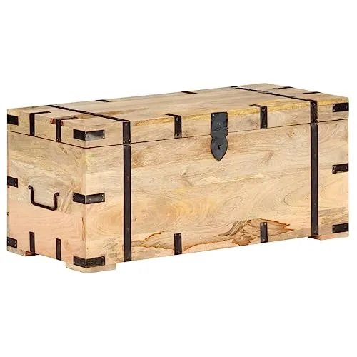 vidaXL Mangoholz Massiv Truhe - Rustikale Sitztruhe aus Hartholz - Bürostühle und mehr: Die robuste Truhe aus massivem Mangoholz mit einzigartiger Holzmaserung dient auch als Flurbank und bietet viel Stauraum.