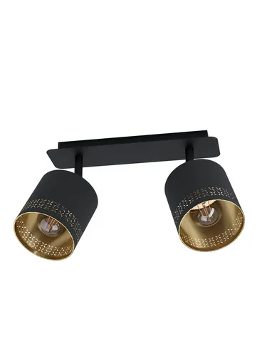 EGLO Deckenlampe Esteperra, 2-flammige Vintage Deckenleuchte - Stilvolle Deckenlampe aus Stahl und Textil, ideal für Wohnzimmer und Küche. Faszinierendes Lichtspiel durch Cut-Outs, passend zu Vintage und Retro Trends.