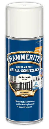 Hammerite Metall-Schutzlack glänzend WEISS 400ml Spraydose in weiß von Hammerite
