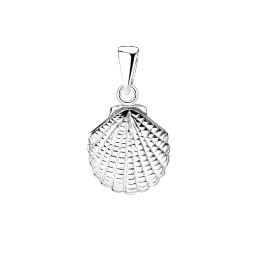 MONKIMAU - Muschel Kettenanhänger Damen 925 Sterling Silber - Frauen Anhänger Silber, Mädchen Silber-Anhänger, Pendant, Halskettenanhänger, hypoallergen