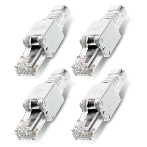 4x Netzwerkstecker CAT6A RJ45 Werkzeuglose Montage CAT7 CAT6 CAT5 Netzwerk Kabel