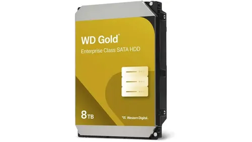 WD Gold Enterprise Klass Festplatte - 8 TB - Festplatte mit 8 TB Speicherkapazität, optimiert für hohe Leistung und Zuverlässigkeit in Unternehmensumgebungen.