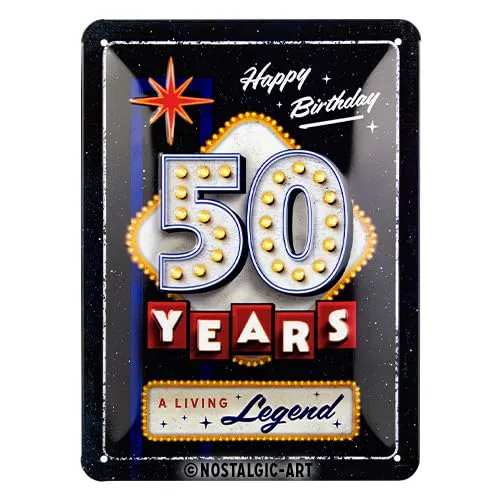 Nostalgic-Art Retro Blechschild, 15 x 20 cm, 50 Years Birthday – Geschenk-Idee zum 50. Geburtstag, aus Metall, Vintage Design, Blechschilder Sprüche