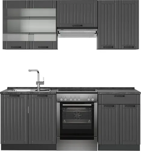 Vicco Küchenzeile Fame-Line Dunkelgrau/Anthrazit 200 cm von Vicco