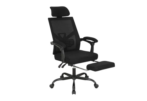 UEV Bürostuhl Schreibtischstuhl ergonomisch,Chefsessel bis 136 kg Höhenverstellbar (atmungsaktiver Stoff drehstuhl mit Armlehnen, Dynamischer Lordosenstütze), neigebar bis 135° verstellbarer Kopfstütze Fußstütze