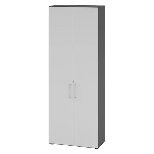 bümö Abschließbarer Aktenschrank 80cm in Graphit/Grau - Vertikale Büro-Aktenschränke mit hochwertigem Schloss und werkzeuglosem Aufbau, ideal für sicheres und effizientes Arbeiten im Büro.