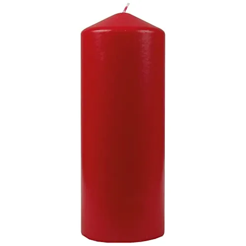 HS Candle Wachskerzen Stumpenkerzen Ø6cm x 17cm (Rubinrot) - Lange Brenndauer - Hergestellt in EU - Kerzen Blockkerzen - Wachs Stumpen