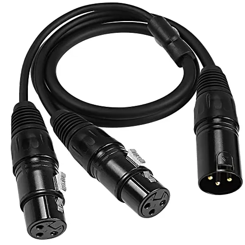 MEIRIYFA XLR Splitter Kabel 1 Stecker zu 2 Buchse Mikrofonkabel, 3Pin XLR zu Dual XLR Balanced Patch Y Mic Audio Adapter Kabel - 80CM
