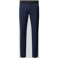 Tom Tailor Herren Chinohose 'TRAVELER' Slim Fit Blau - Wanderhosen für Herren, Slim-Fit Design mit Reißverschluss – ideal für Büro und Freizeit, bietet optimalen Tragekomfort dank 97% Baumwolle und 3% Elasthan.
