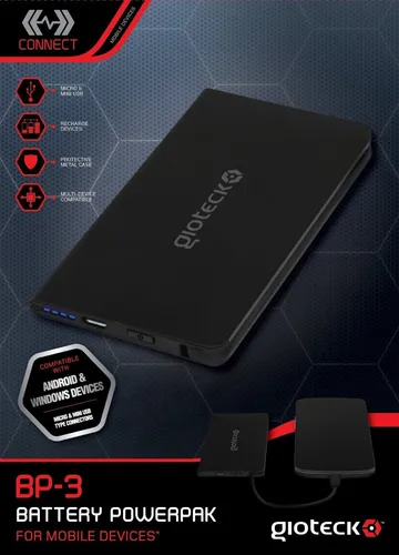 Gioteck BP-3 Battery Power Bank Handy Ladegerät für Samsung HTC Blackberry NEU