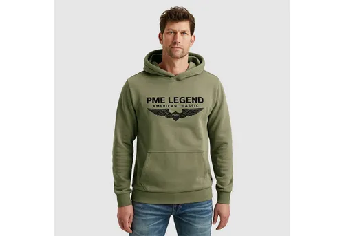 PME LEGEND Kapuzensweatshirt in Loden Green XXXL - Herren-Sweatshirt aus atmungsaktiver Sweatware mit Kängurutasche und großem Logo Print, ideal für lässige Outfits.