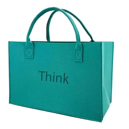 heimtexland Allzweck Filztasche Einkaufstasche Shopper Filz Tragetasche Einkaufskorb Aufbewahrung XL Tasche mit Henkel 30x45 robust langlebig Geschenkidee Typ717 Türkis Think 30x45 cm