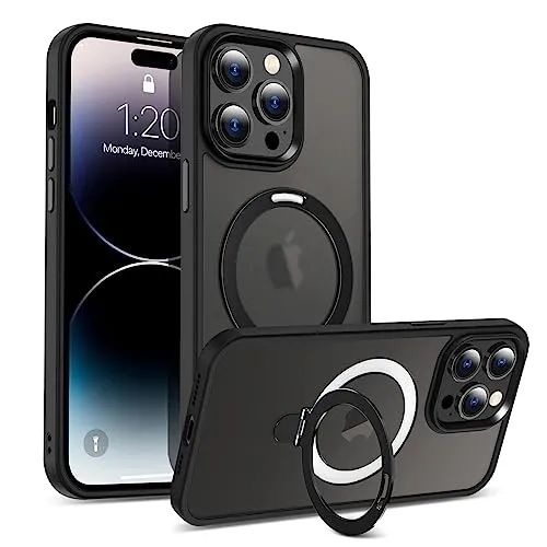 CoolGadget Case für iPhone 13 Pro, kompatibel mit MagSafe Schlanke Schutzhülle mit Ringhalter und MagSafe-Unterstützung, Schwarz