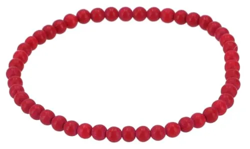 GURU SHOP Mala Armband, Handmala, Buddhistischer Schmuck, Perlenarmband 4 mm - Rote Steinperle
