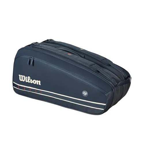 Wilson Roland-Garros 2025 Session de Soirée Super Tour Tennisschlägertasche, Dunkelblau, für bis zu 9 Schläger
