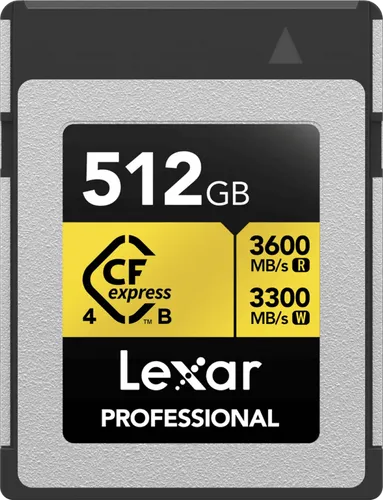 Lexar CFexpress PRO Type B GOLD 4.0 series 512GB - Höchste Geschwindigkeit für Profis - Multimedia Speicherkarte mit 512GB, R3600/W3300MB/s - Ideal für 4K/8K Videoaufnahmen und schnelle Datenübertragungen.