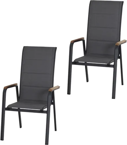 Siena Garden Klappsessel-Set, stapelbar und wetterfest - Gartenstühle aus Teakholz, Metall und Kunststoff, anthrazit, 62.5x110x70.5 cm, ideal für Balkon und Garten, platzsparend und langlebig.