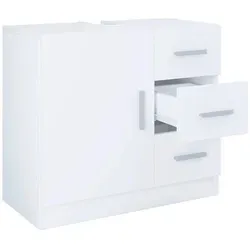 VCM Holz Waschbeckenunterschrank Zalo XL Weiß - Moderner Badschrank mit 1 Drehtür und 3 Schubladen, ideal für platzsparende Aufbewahrung im Badezimmer. Maße: H. 56 x B. 63 x T. 30 cm.