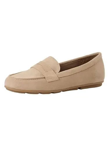 Tamaris Damen Loafer Flach Leder Beige 38 EU in beige von Tamaris