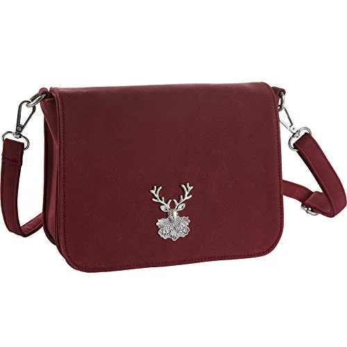 dressforfun 900653 Damen Trachten Handtasche Heimatliebe - Umhängetasche in schicker Wildlederoptik mit Edelweiß-Applikation, ideal für traditionelle Anlässe und den perfekten Auftritt.