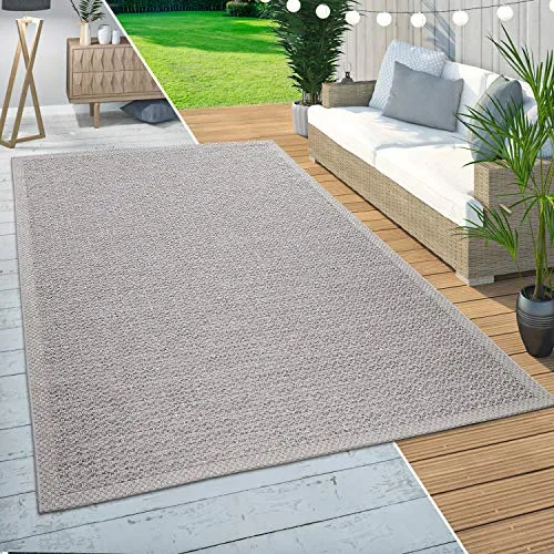 Paco Home In- & Outdoor Teppich Wellen Muster Beige 160x220 cm - Teppich für Innen- und Außenbereiche, robust und pflegeleicht, perfekt für Balkon, Terrasse oder Küche, Fußbodenheizung geeignet.