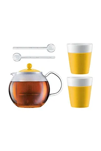 Bodum ASSAM SET Teebereiter mit 2 Gläser und Löffel Gelb AK1830-XY-Y15-7