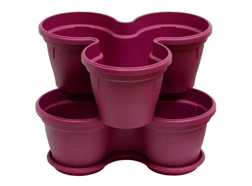 Engelland Blumenständer Säulentopf, Hochbeet, Kräuterbeet (Vorteils-Set, 2 St., 11 Liter Fassungsvermögen je Ebene), fallsicher, UV-beständig, stapelbar, platzsparend, robuster Kunststoff