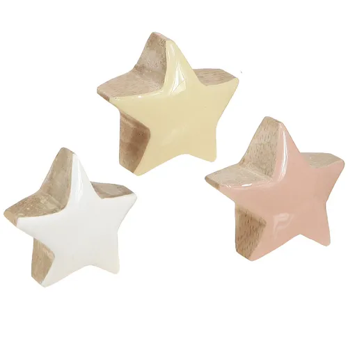 Holzsterne Rosa Weiß Gelb Streudeko Tischdeko 9 Stück 3cm