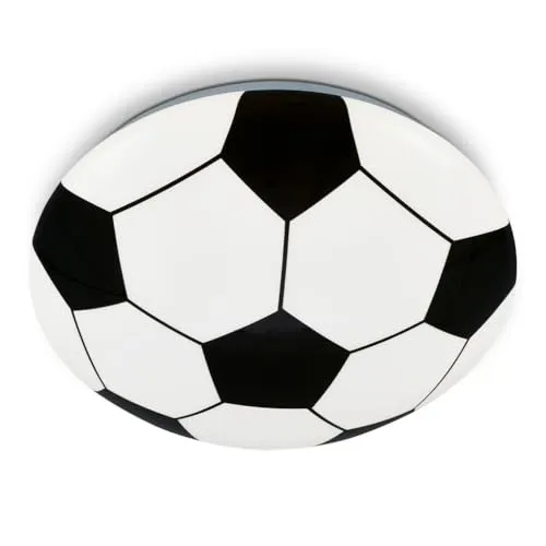 BRILONER - LED Deckenlampe mit Fußballmotiv, neutralweiße Lichtfarbe, 12 Watt, 1300 Lumen, Lampe Fußball, Deckenleuchte, Wohnzimmerlampe, Kinderzimmer, Jugendzimmer, 27,5x6,5 cm, Schwarz-Weiß