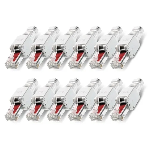 Produktbild Netzwerkstecker 12x Cat6 RJ45 Stecker Netzwerk Montage Werkzeuglos Cat5 Cat7 LAN
