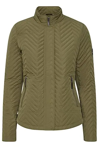 fransa FRESFIT Damen Steppjacke Übergangsjacke Jacke Stehkragen Slim Fit Tailliert mit sportlichen Stretcheinsatz an der Seite, Größe:M, Farbe:Olive tree (201141)