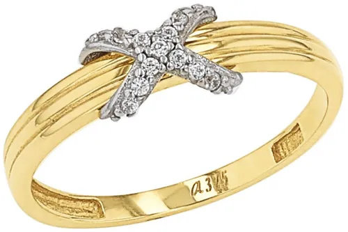 Amor Fingerring 2037447 - Zirkonia in Gelbgold 375 - Eleganter Ring aus Gelbgold 375 mit glänzender Oberfläche und funkelnden Zirkonia-Steinen. Perfekt für jeden Anlass, ob Büro oder Feier. Inklusive Etui - ein ideales Geschenk!