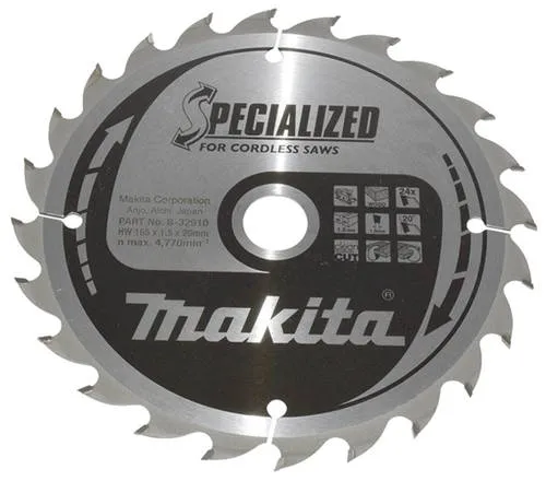 Makita SPECIALIZED B-32910 Hartmetall Kreissägeblatt 165 x 20 x 1 mm Zähneanzahl: 24 1 St.