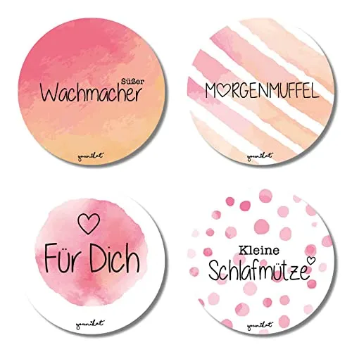 4er Getränke-Untersetzer Set aus Kork I Langschläfer I 92 mm rund I für Tasse Becher Glas I farbig mit Spruch I dv734