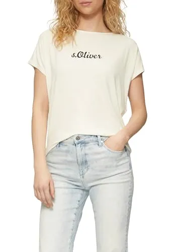 s.Oliver Fließendes Jersey-Shirt mit Artwork und überschnittenen Schultern