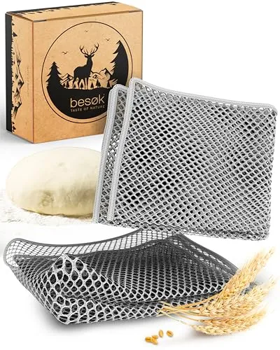 besok 2er Set Teigreinigungstuch für hartnäckige Teigrückständen beim Brot backen, Teigentferner als Brot-backen Zubehör, Teigtuch als Reinigungstuch aus strapazierfähigem Polyester, Netztuch