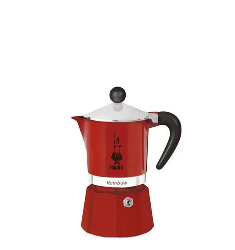 Bialetti Espressokocher 4963 Rainbow 6 - Rot, Aluminium, 270ml für 6 Tassen - Kaffeebereiter für 6 Tassen Espresso, aus hochwertigem Aluminium mit ergonomischem Handgriff und Sicherheitsventil. Ideal für alle Herdarten, inkl. Induktion (mit DCDESIGN08).