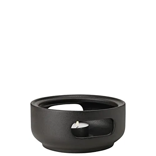 Stelton Theo Stövchen für Teelichter, schwarz - Teelichthalter aus Steinzeug im Nordic Design, hält Tee länger warm und sorgt für Gemütlichkeit mit einem eleganten Gusseisen-Finish.