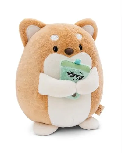 NICI Kuscheltier Hund Hiro mit Bubble Tee 16cm - Plüsch Shiba Inu in Geschenkbox, kuschelweich und ideal zum Spielen und Kuscheln