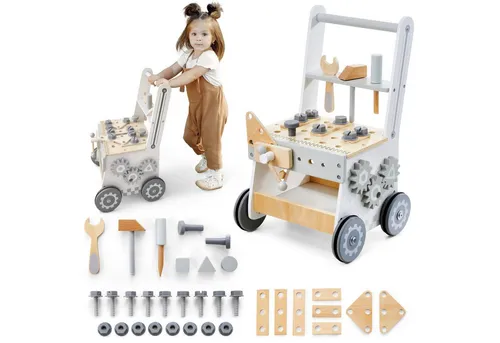 Mamabrum Lauflernwagen 3-in-1-Walker aus Holz - Lauflernwagen für motorische Entwicklung, vielseitig einsetzbar als Spielzeug und Unterstützung beim Laufen, ideal für Kinder ab 3 Jahren.