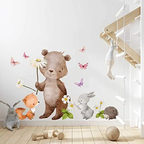 WANDKIND Waldtiere Wandtattoo Kinderzimmer V378 – Handgezeichnete Dschungeltiere - Gestalten Sie das Kinderzimmer mit unserem handgezeichneten Wandtattoo von WANDKIND. Die ungiftigen Materialien sind ideal für eine sichere Umgebung und lassen sich leicht anbringen. Perfekt für kreative Akzente im Baby- oder Spielzimmer.